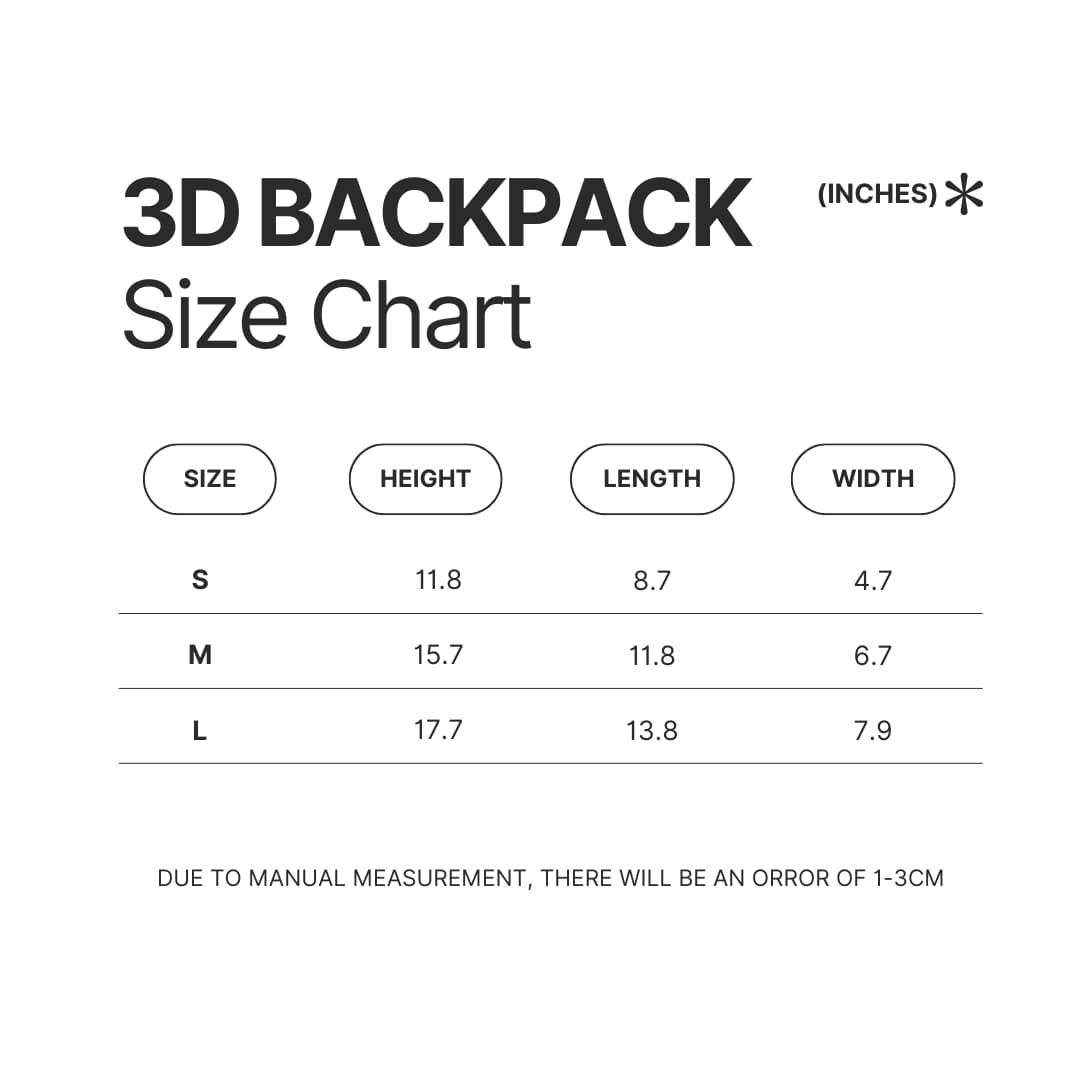 3D Backpack Size Chart - Snorlax Merch