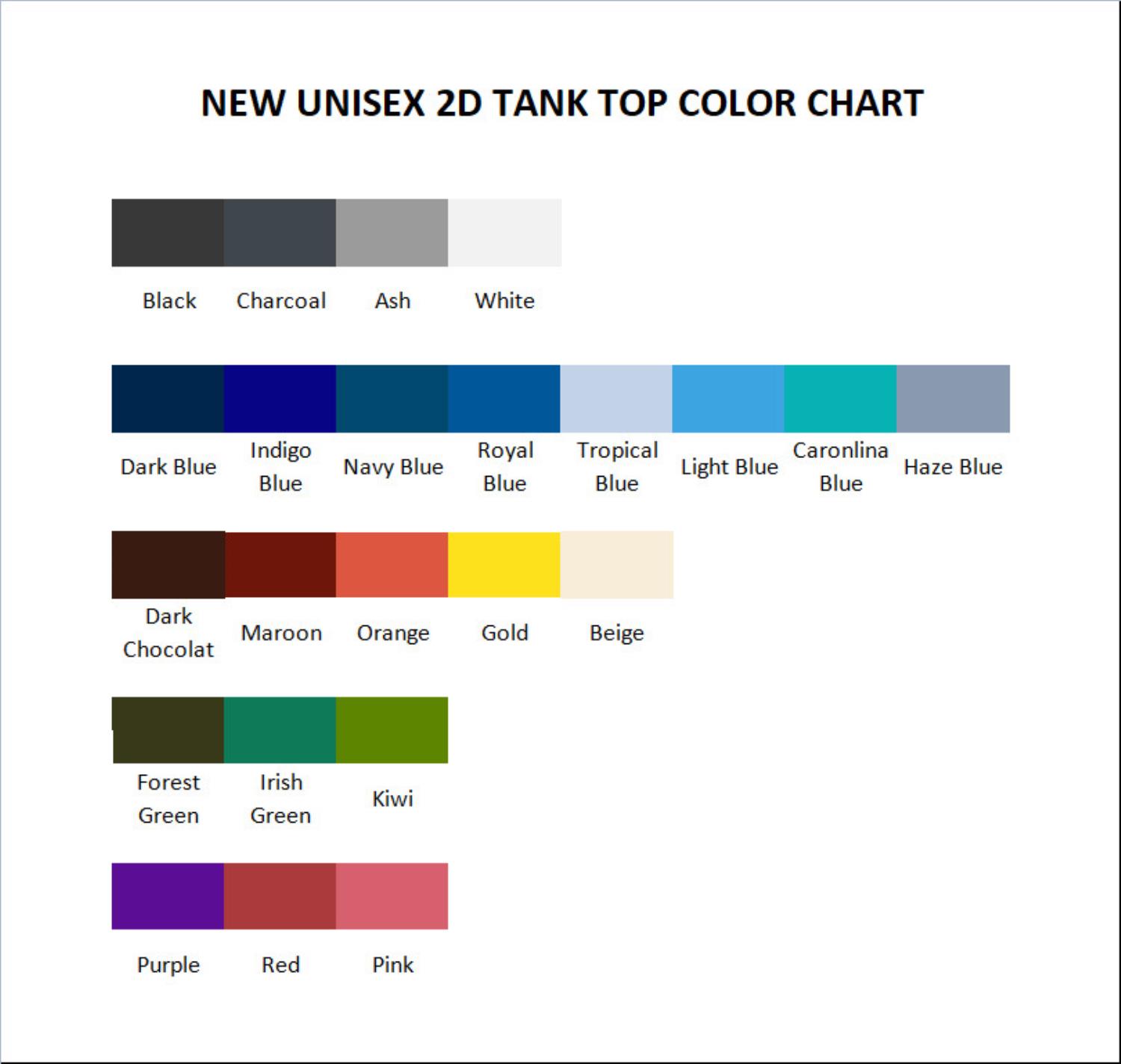 tank top color chart - Snorlax Merch