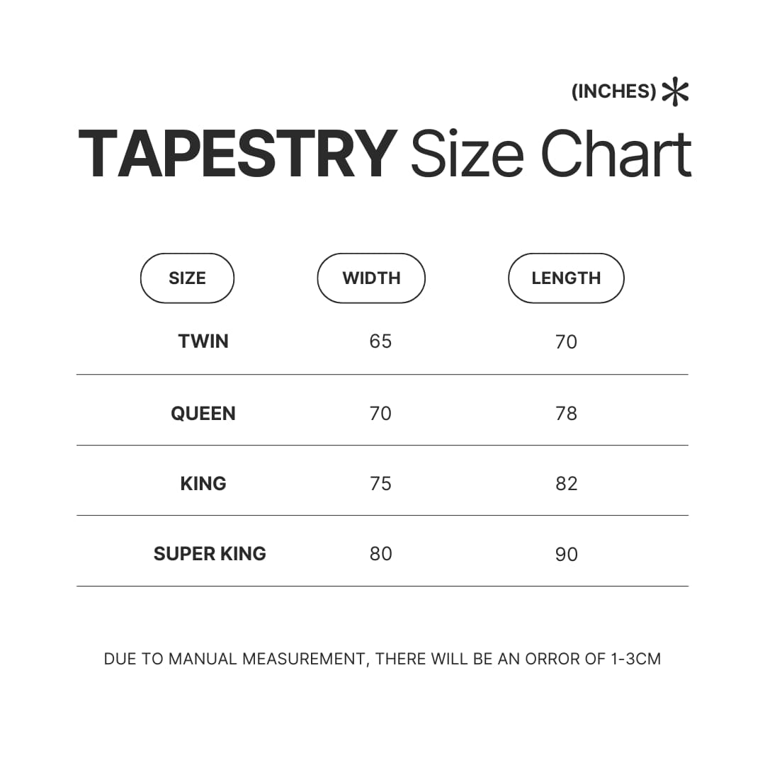 Tapestry Size Chart - Snorlax Merch