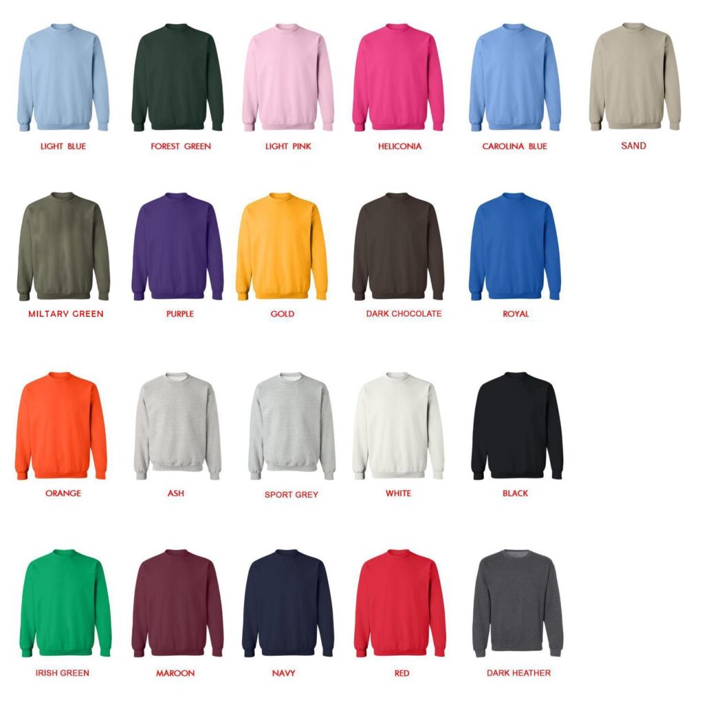 sweatshirt color chart - Snorlax Merch