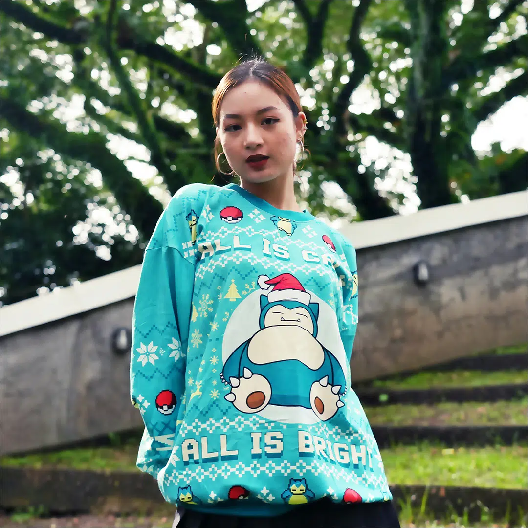 All is Calm All Bright Snorlax Pokemon Ugly Christmas Sweater Front 2 - Snorlax Merch