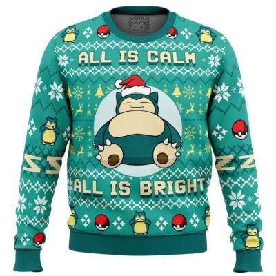 All is Calm All Bright Snorlax Pokemon men sweatshirt FRONT mockup - Snorlax Merch