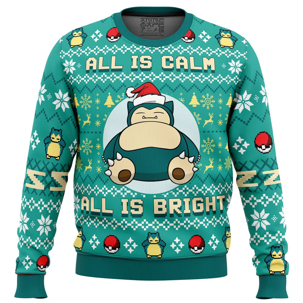 All is Calm All Bright Snorlax Pokemon men sweatshirt FRONT mockup - Snorlax Merch