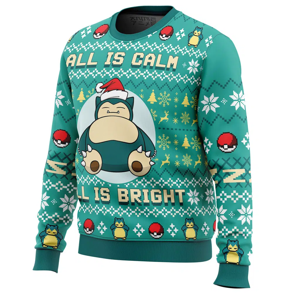 All is Calm All Bright Snorlax Pokemon men sweatshirt SIDE FRONT mockup - Snorlax Merch