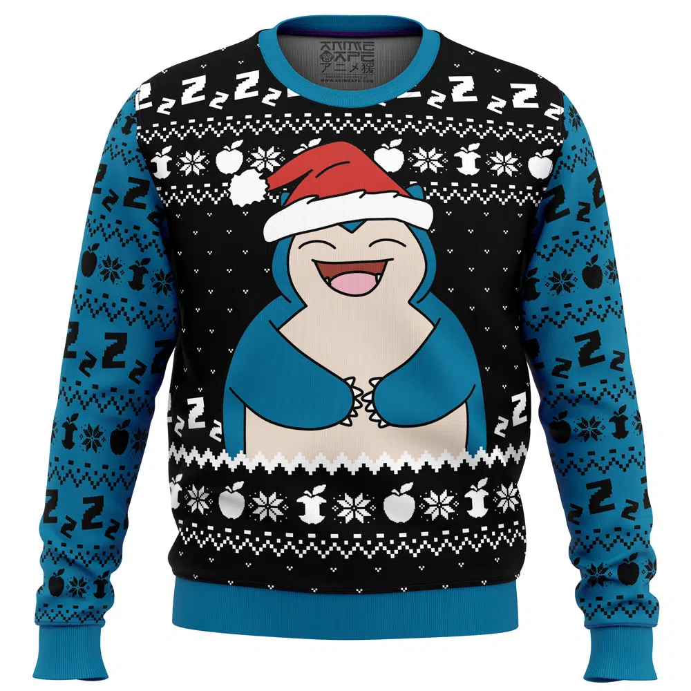 Snorlax Holiday Pokemon Ugly Christmas Sweater FRONT mockup - Snorlax Merch