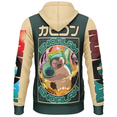 Snorlax Pokemon Streetwear Lightweight Hoodie BACK mockup - Snorlax Merch