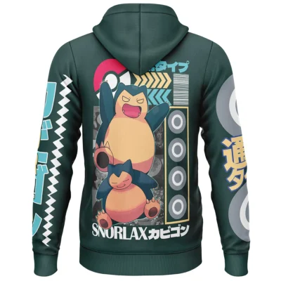 Snorlax V2 Pokemon Streetwear Lightweight Hoodie BACK mockup - Snorlax Merch