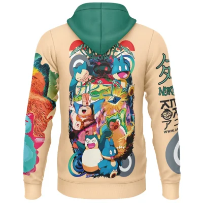 Snorlax V4 Pokemon Streetwear Lightweight Hoodie BACK mockup - Snorlax Merch